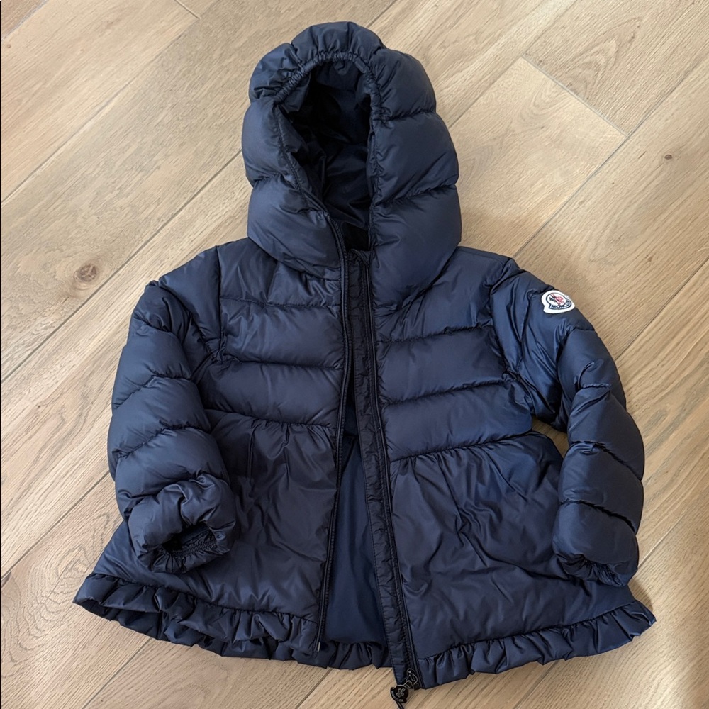 Moncler Odile A-Line Ruffle Trim Coat